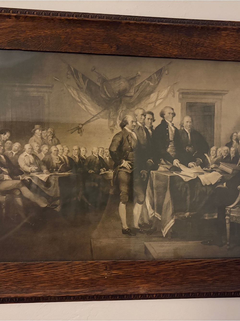 Framed Vintage Historical Reproduction Print in Brown Frame